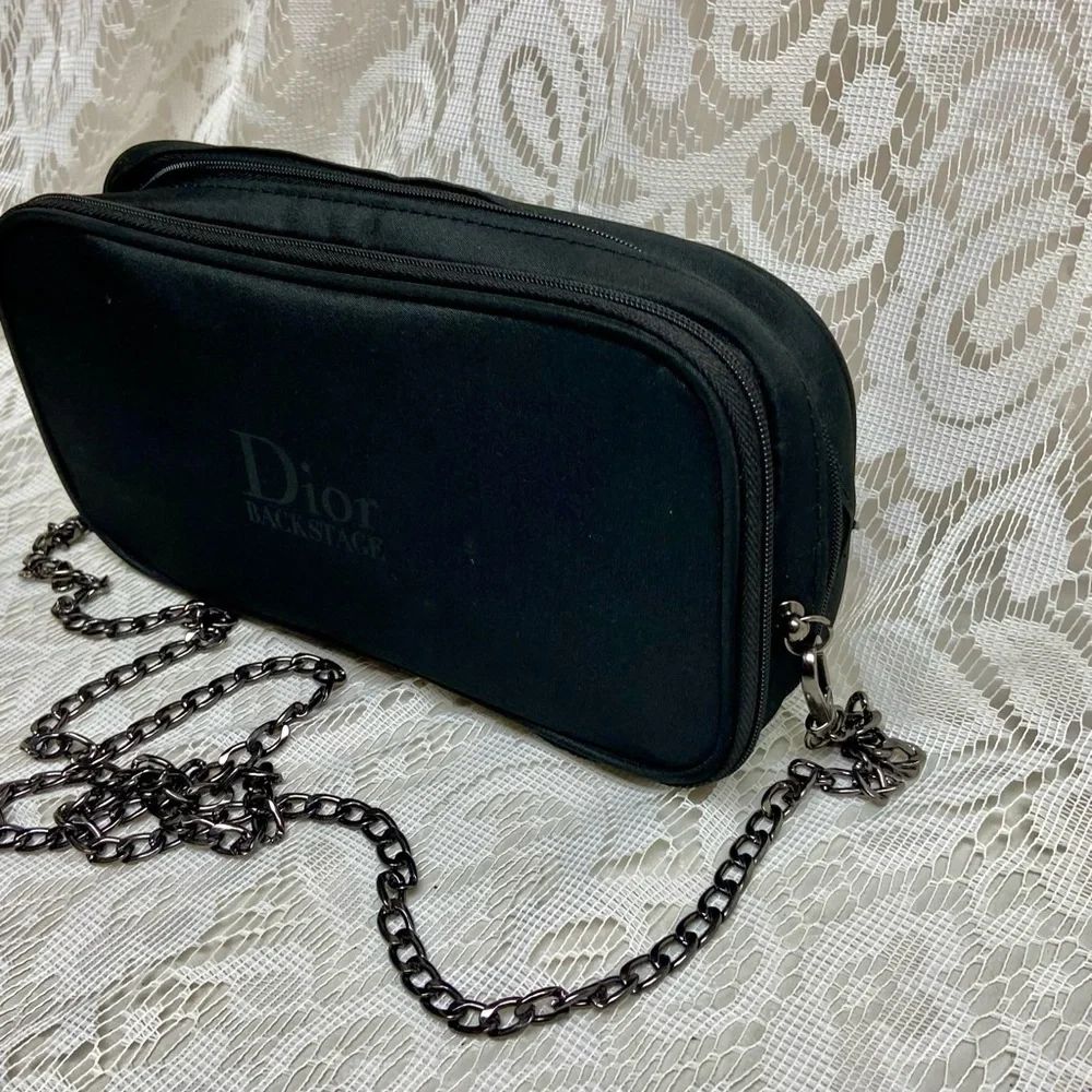Dior Backstage, Black Canvas Novelty Pouch- Crossbody 9in x 4.5in x 2in - Picture 3 of 13